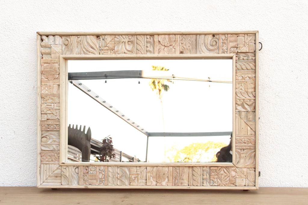 Rustic Bohemian Bleached Wood Mirror (Trade)