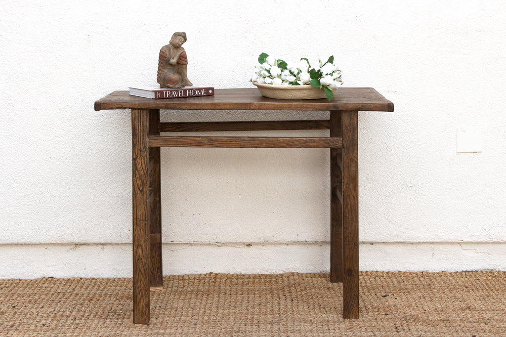 Reconstructed Rustic Warm Walnut Finish Console