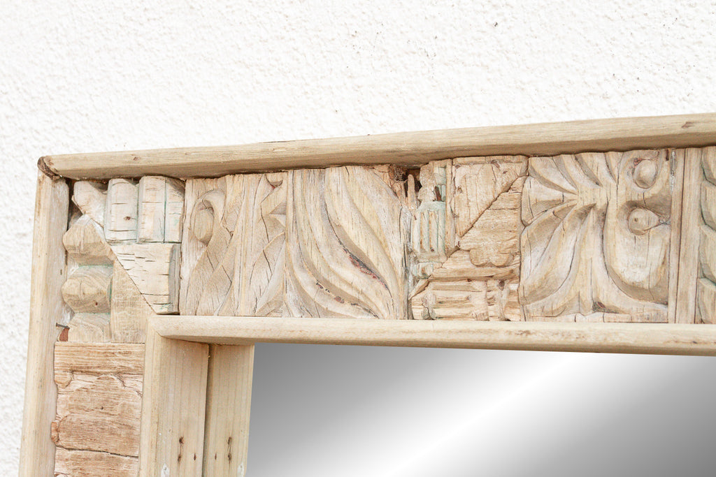 Rustic Bohemian Bleached Wood Mirror