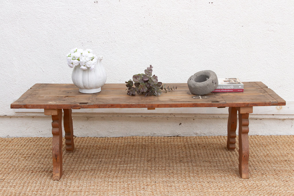 Antique Oxidized Teak South India Coffee Table (Trade)