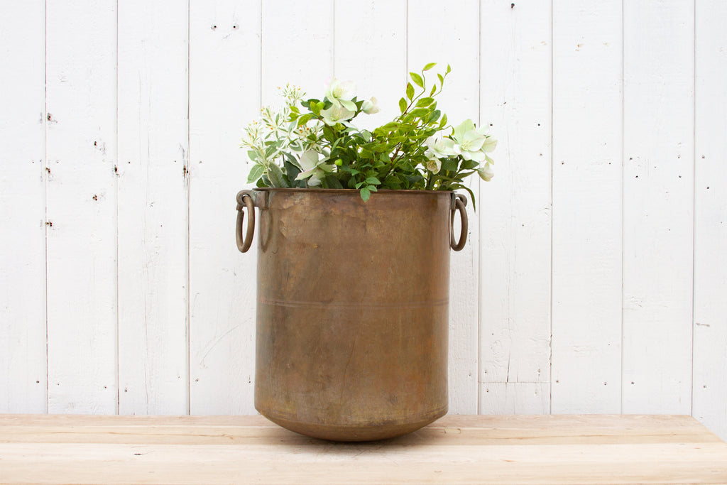 Large Polished Brass Indian Pot