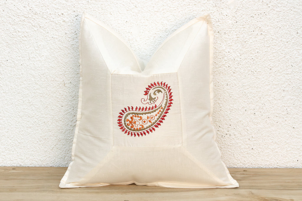 Diya Ivory Paisley Pillow Cover