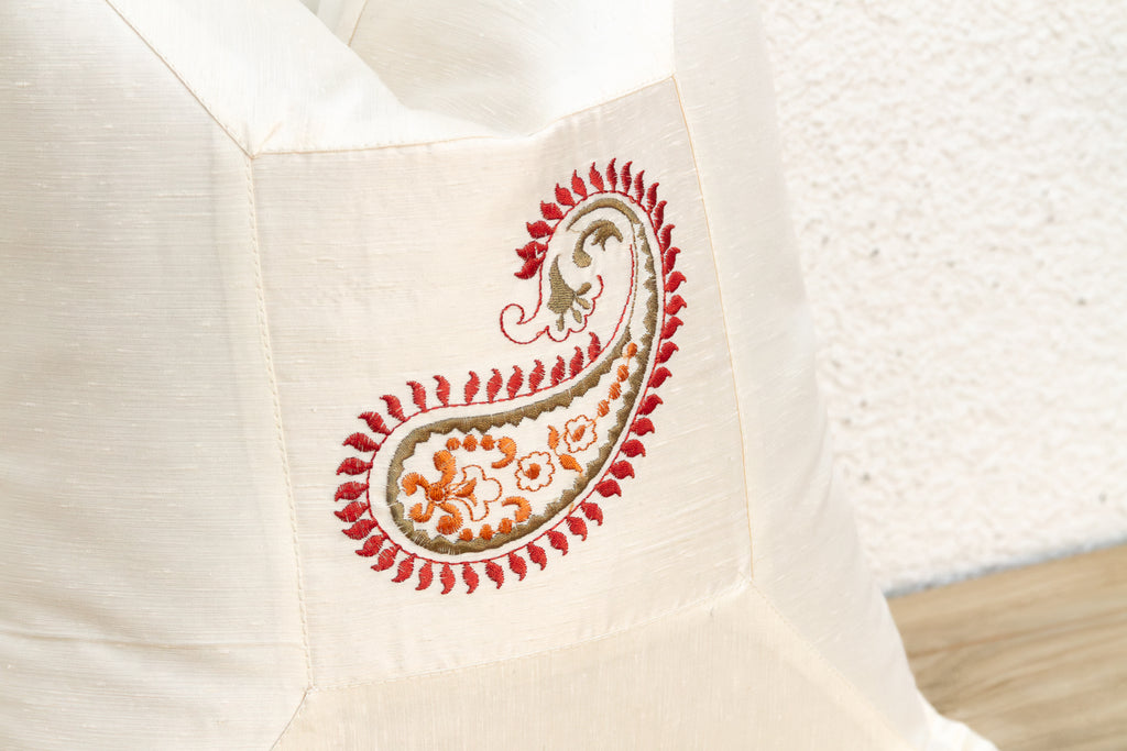 Diya Ivory Paisley Pillow Cover