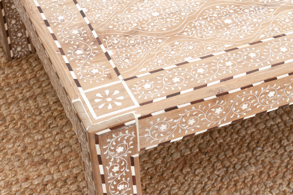 Rare Finely Inlay Geometric Lattice Coffee Table