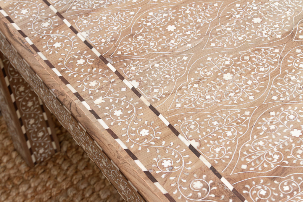 Rare Finely Inlay Geometric Lattice Coffee Table