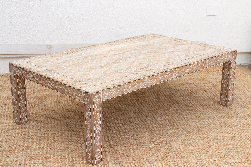 Rare Finely Inlay Geometric Lattice Coffee Table