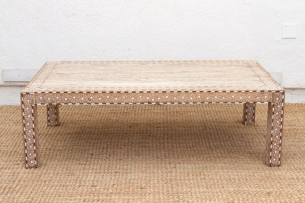 Rare Finely Inlay Geometric Lattice Coffee Table