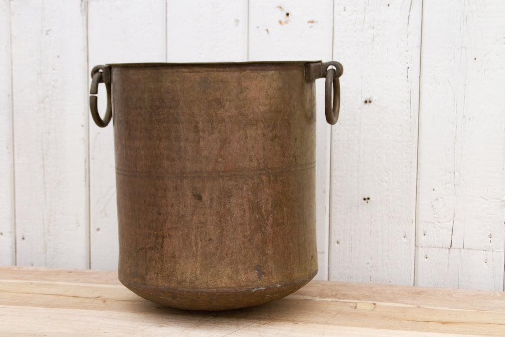 Large Antique Hammered Copper and Brass Water Pot