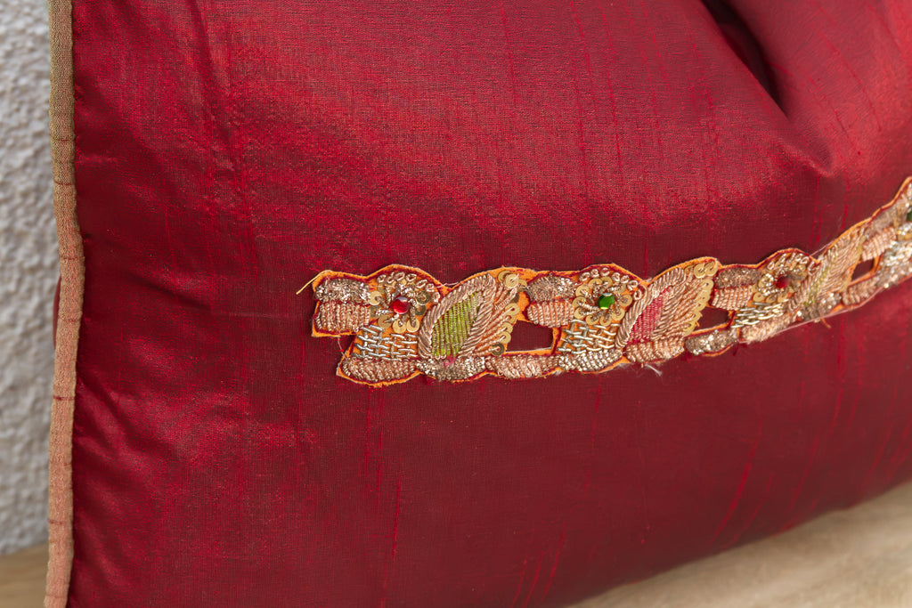 Rasa Red Pair of Zardozi Pillows