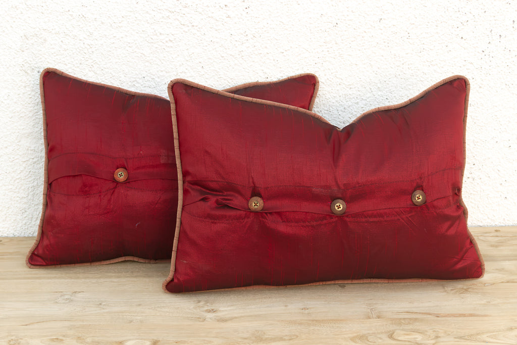 Rasa Red Pair of Zardozi Pillows