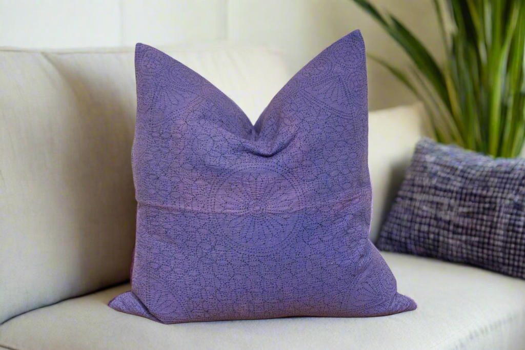 Violet Hand-Stitched Pillow Cover