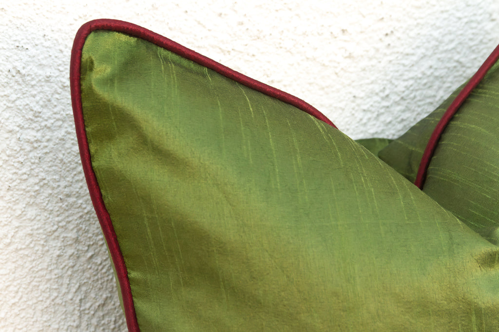 Pair of Morya Green Zardozi Pillows (Trade)