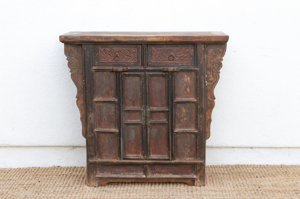 Antique Pagoda Elm Cabinet w/Original Painted Finish
