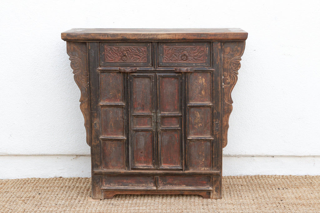 Antique Pagoda Elm Cabinet w/Original Painted Finish