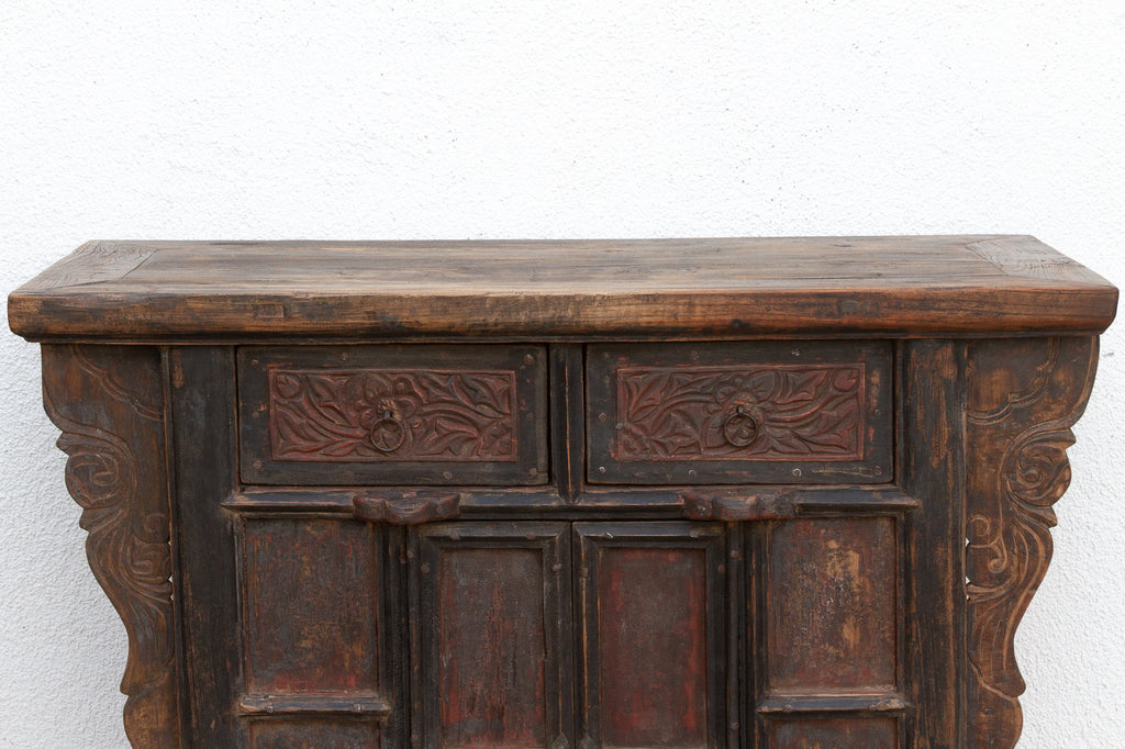 Antique Pagoda Elm Cabinet w/Original Painted Finish