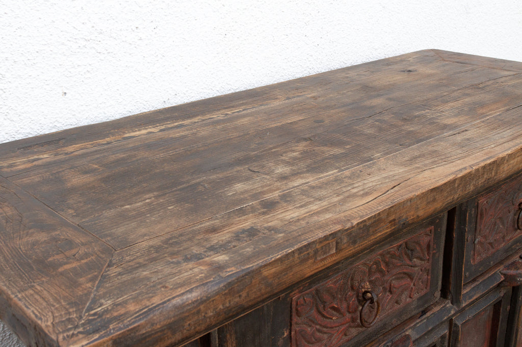 Antique Pagoda Elm Cabinet w/Original Painted Finish