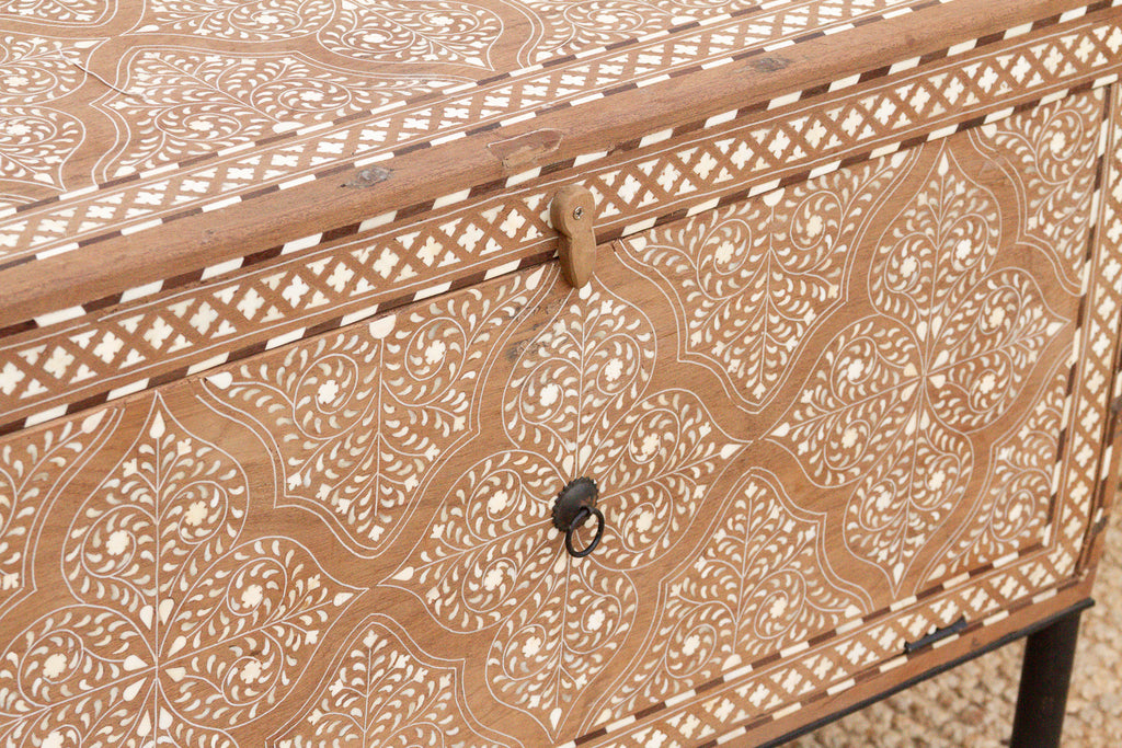 Heirloom 19th Century Inlay Chest w/Drop Down Door
