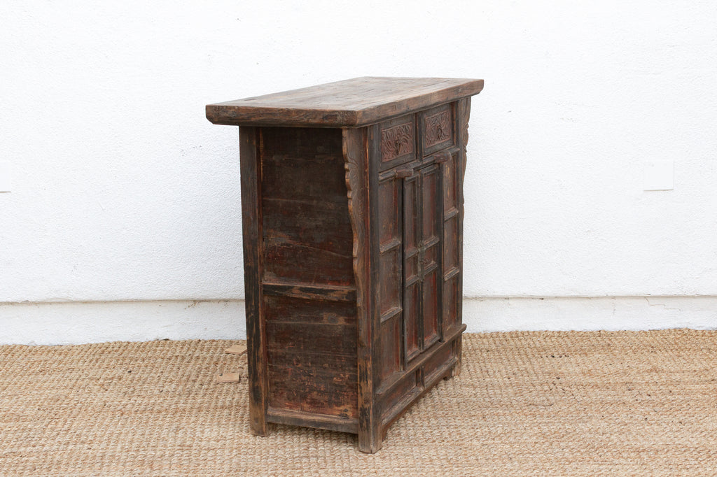 Antique Pagoda Elm Cabinet w/Original Painted Finish