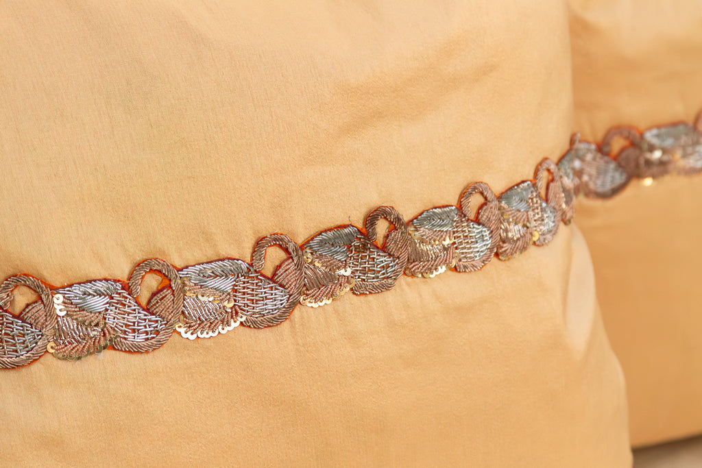 Pair of Gold Zardozi Pillows