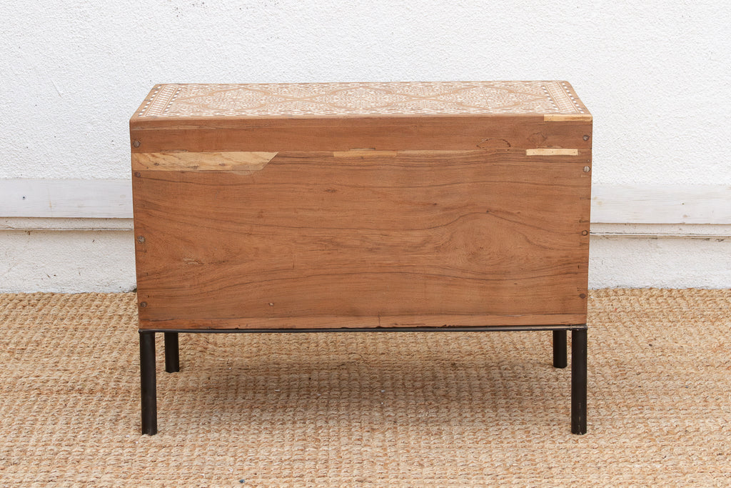 Heirloom 19th Century Inlay Chest w/Drop Down Door