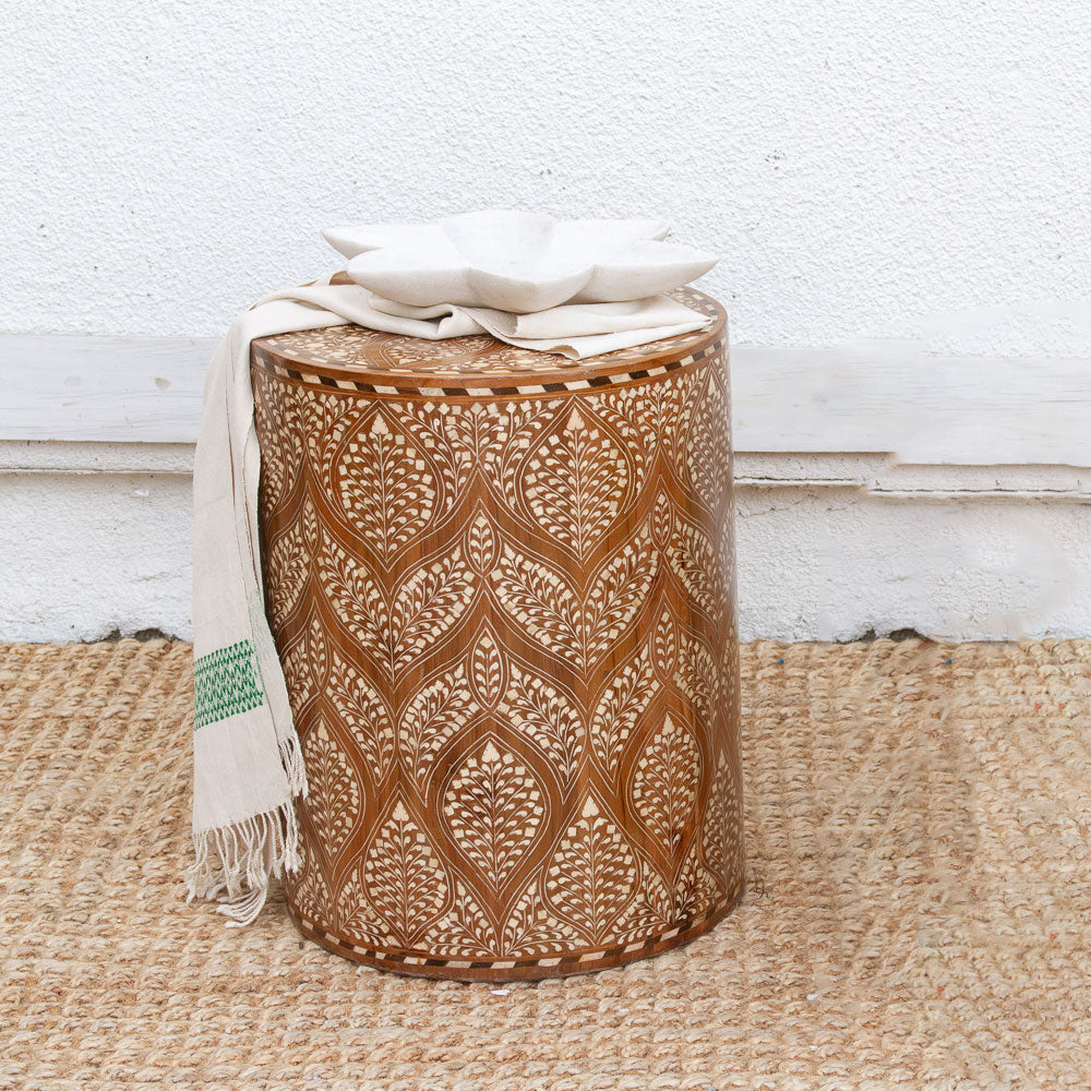Royal Artisan Inlay Drum End Table (Trade)