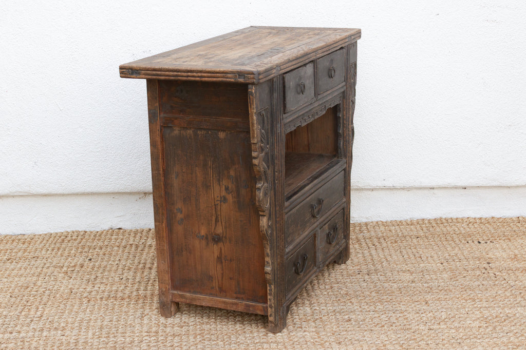 19th Century Carved Black Altar Cabinet