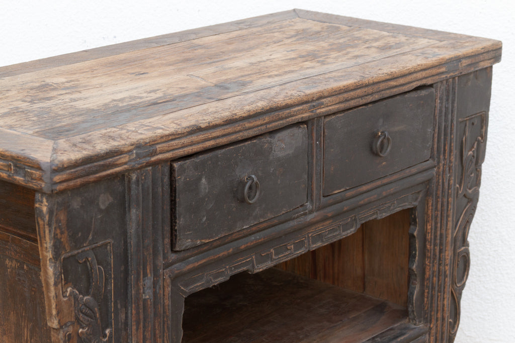 19th Century Carved Black Altar Cabinet