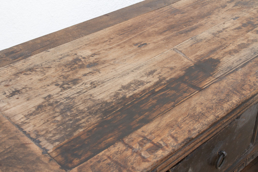 19th Century Carved Black Altar Cabinet