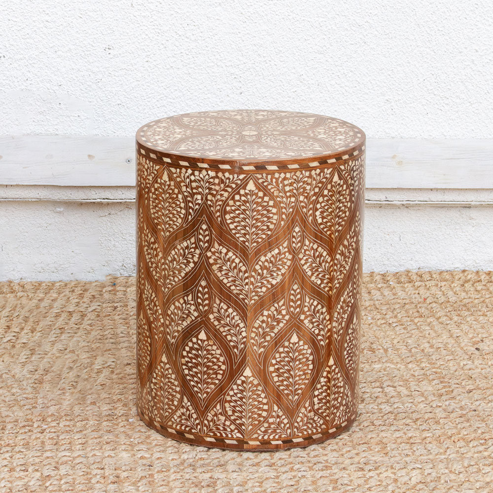 Royal Artisan Inlay Drum End Table (Trade)