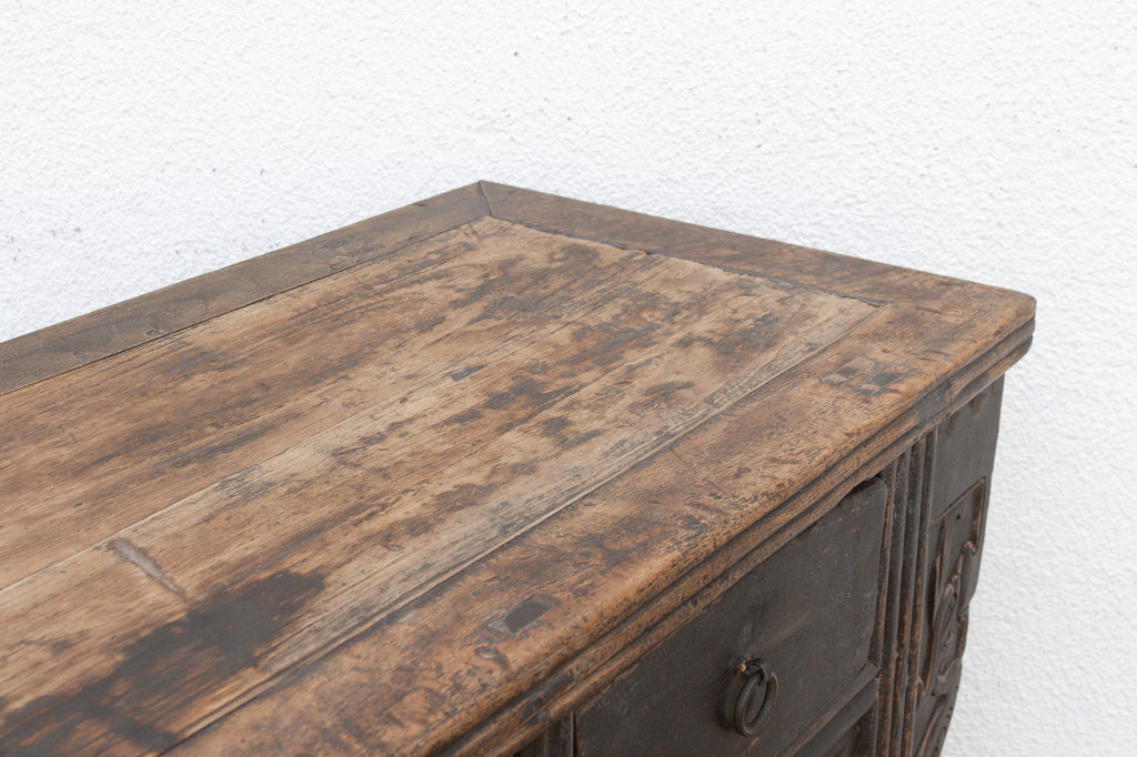 19th Century Carved Black Altar Cabinet