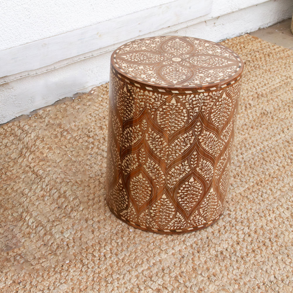 Royal Artisan Inlay Drum End Table (Trade)