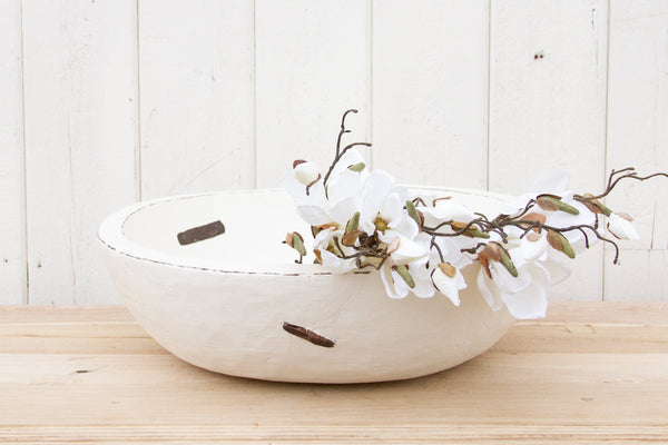 Large Metal Strap White Bowl