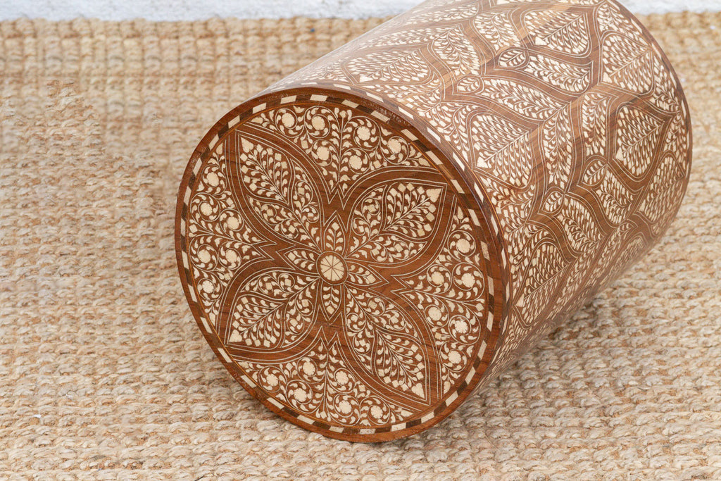 Royal Artisan Inlay Drum End Table (Trade)