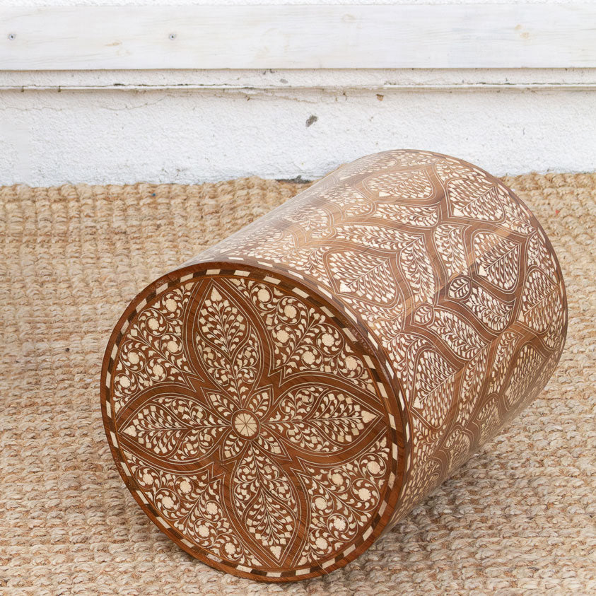 Royal Artisan Inlay Drum End Table (Trade)
