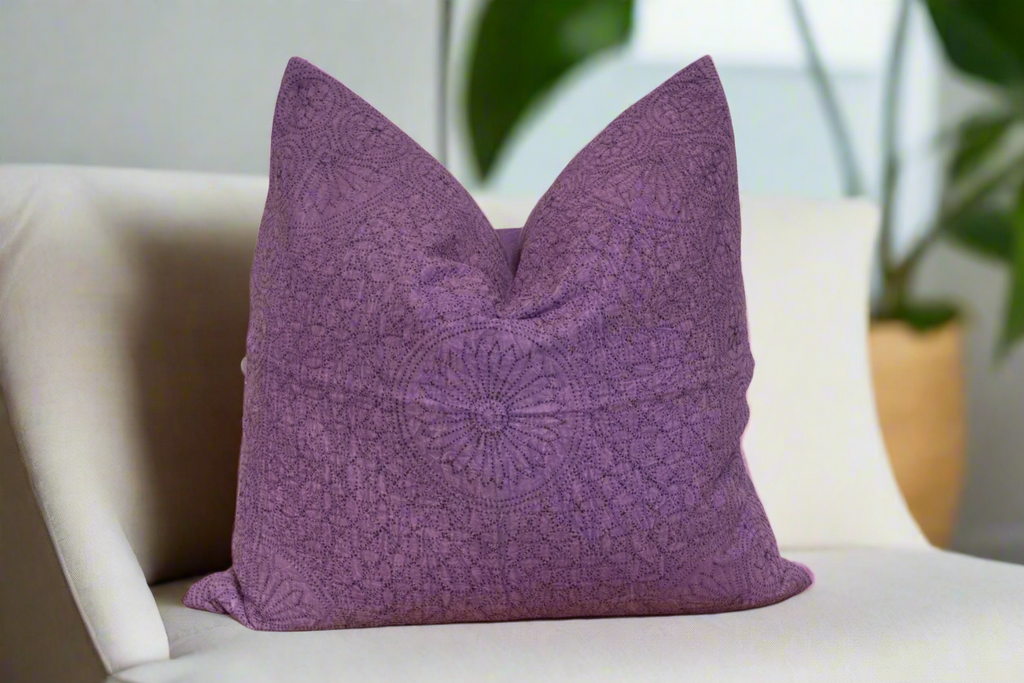Periwinkle Purple Hand-Stitched Pillow Cover