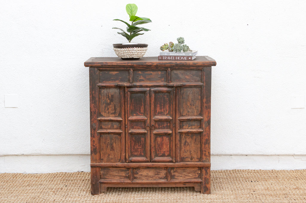 Antique Provincial 2 Door Rustic Asian Cabinet