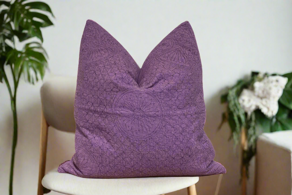 Ripe Plum Hand-Stitched Pillow Cover