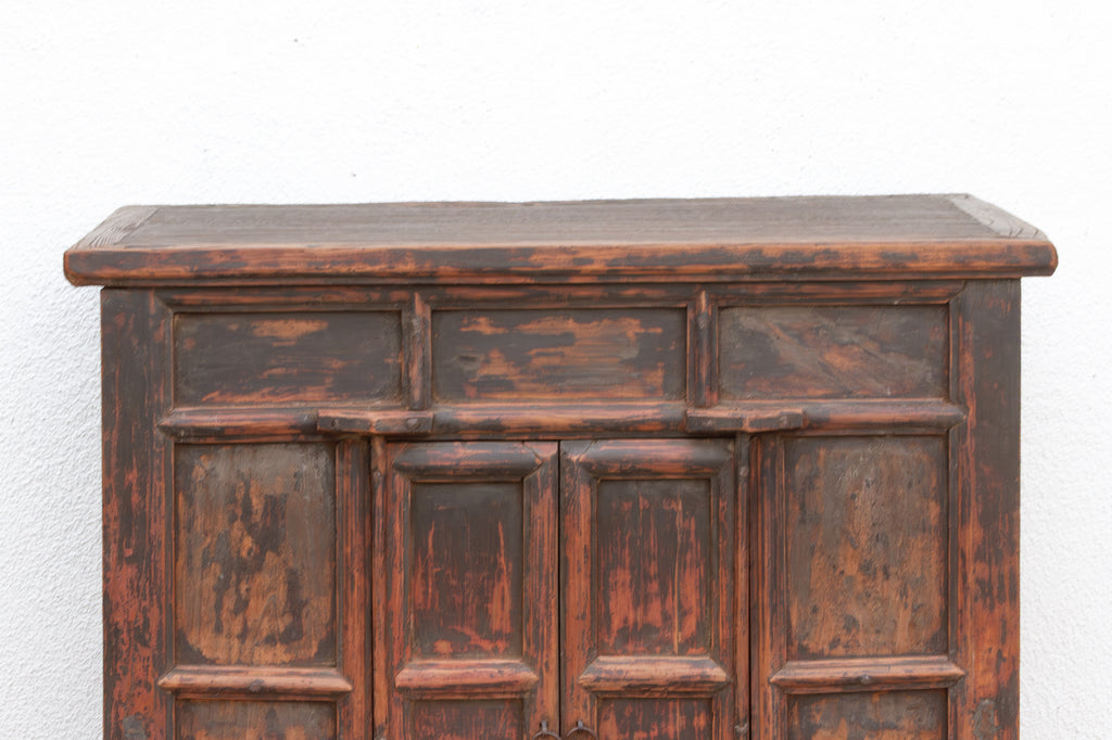 Antique Provincial 2 Door Rustic Asian Cabinet