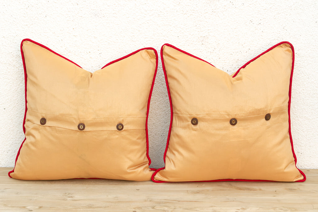 Pair of Tara Zardozi-Embroidered Silk Pillow Covers