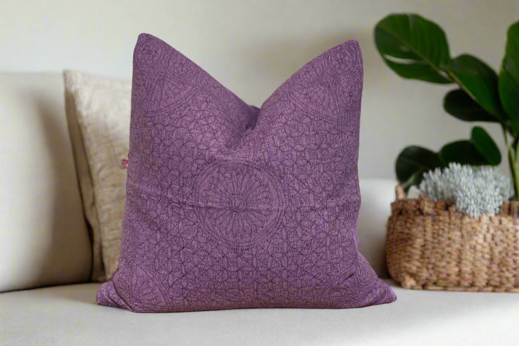 Spanish Violet Hand-Stitched Pillow Cover