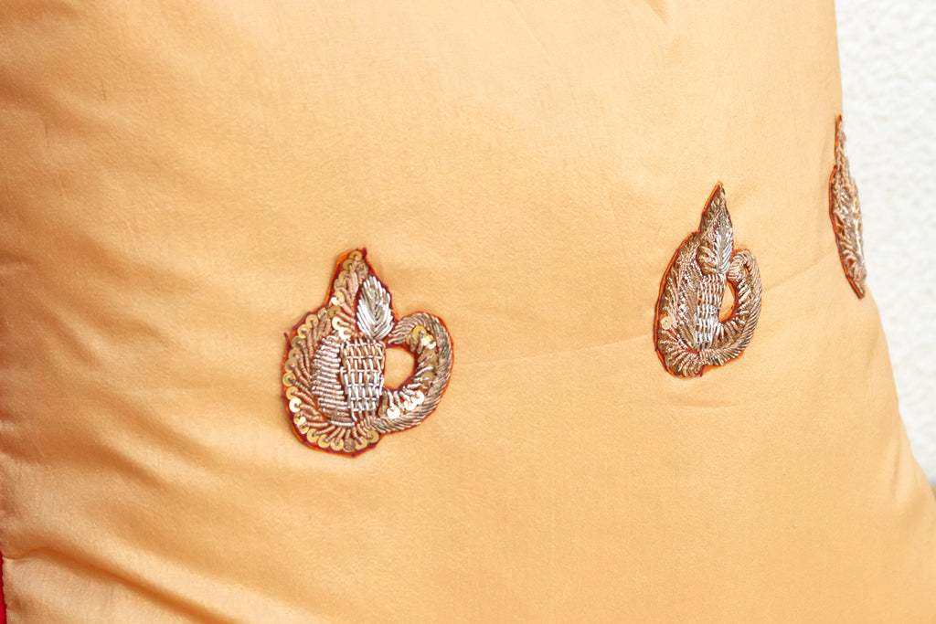Pair of Naksh Zardozi-Embroidered Silk Pillow Covers (Trade)