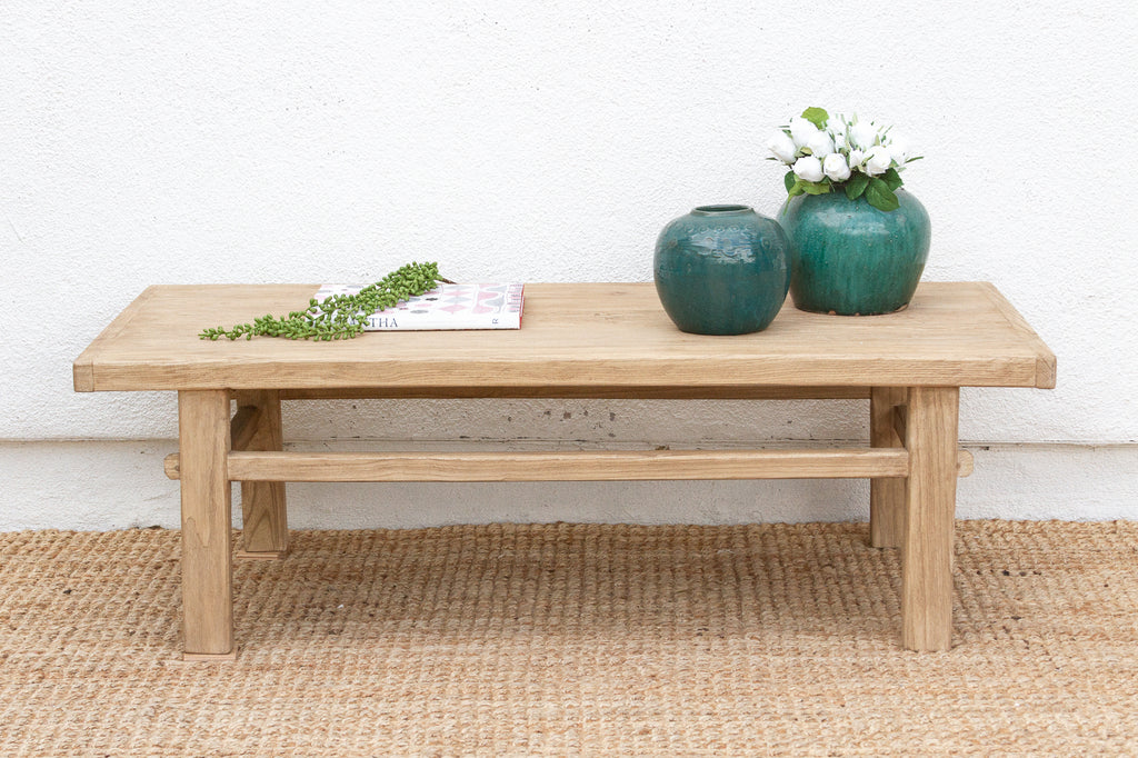 Sun-Bleached Elm Wood Coffee Table