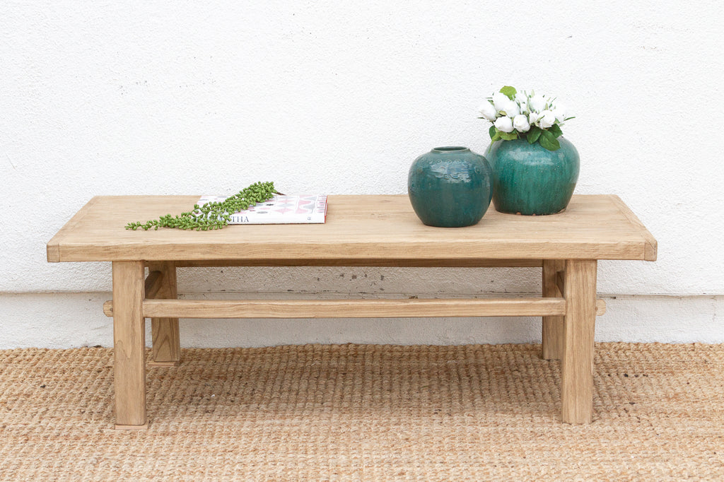 Sun-Bleached Elm Wood Coffee Table