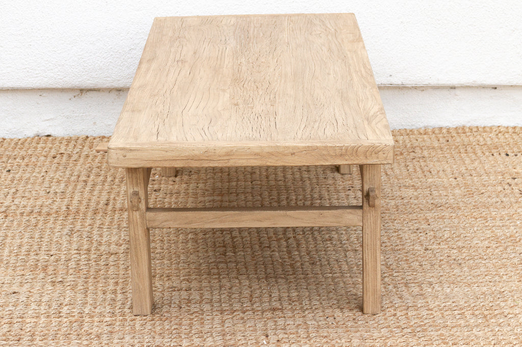 Sun-Bleached Elm Wood Coffee Table