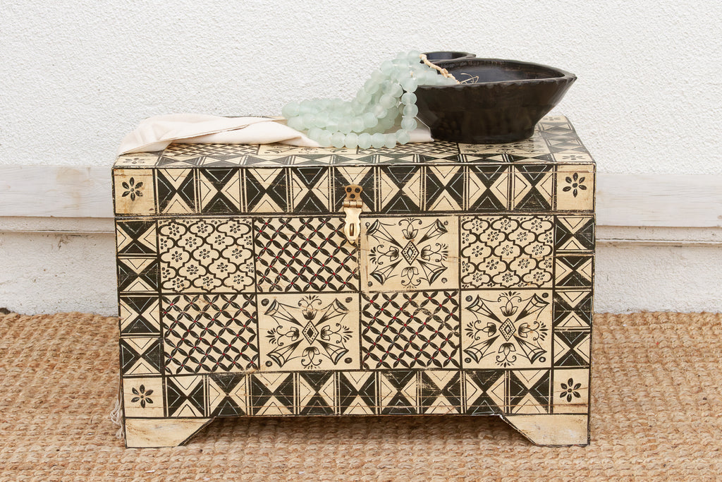 Vintage Tribal Motif Black & White Chest