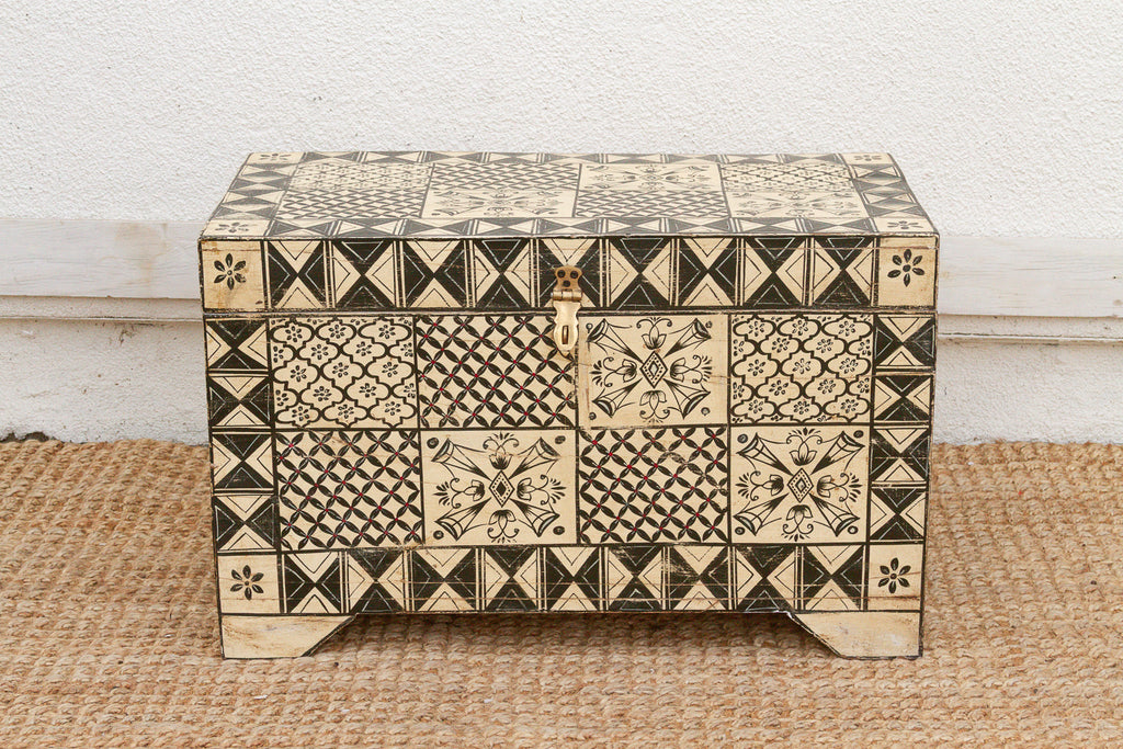 Vintage Tribal Motif Black & White Chest