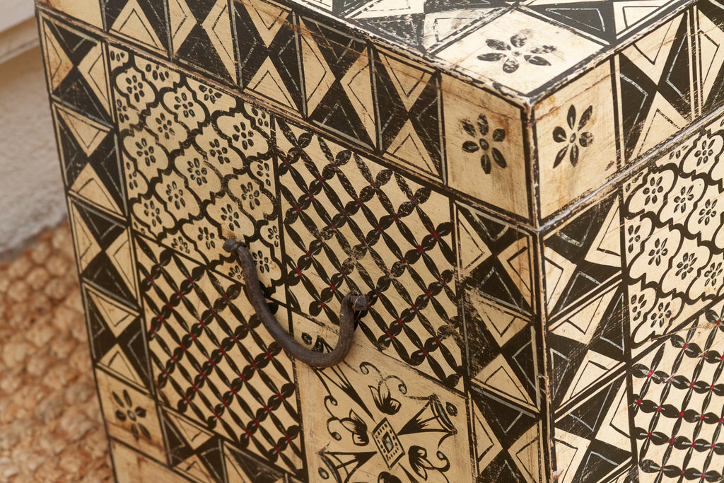 Vintage Tribal Motif Black & White Chest