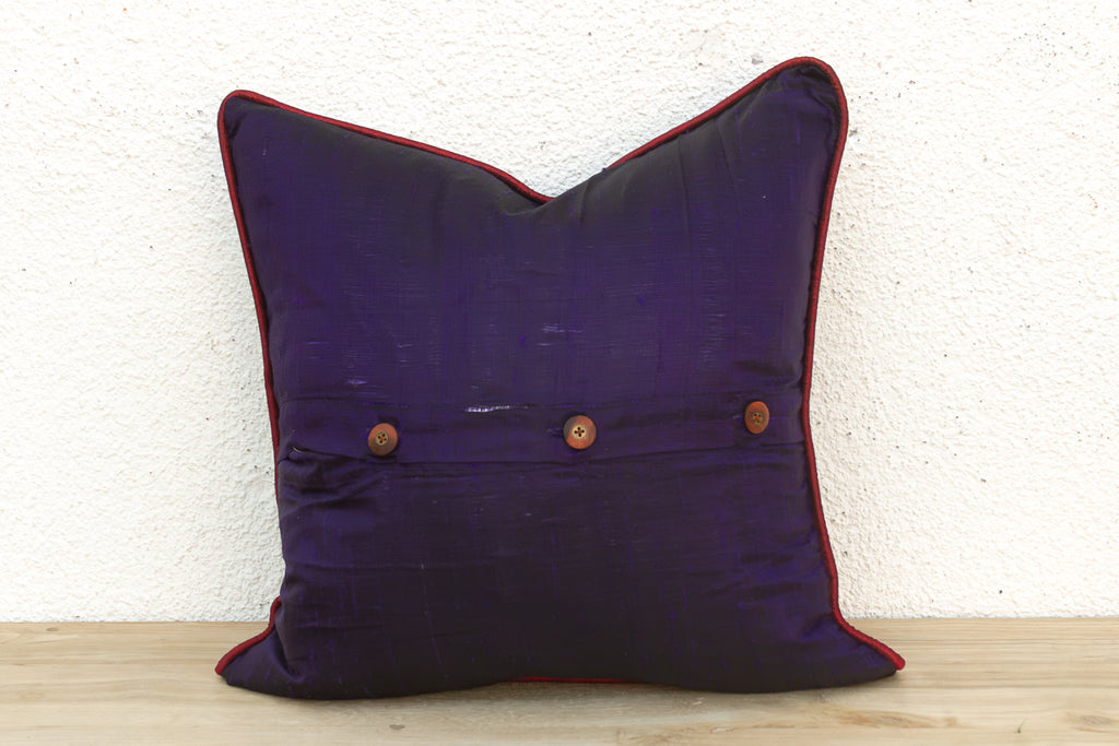 Mdra Blue Zardozi-Embroidered Silk Pillow Cover
