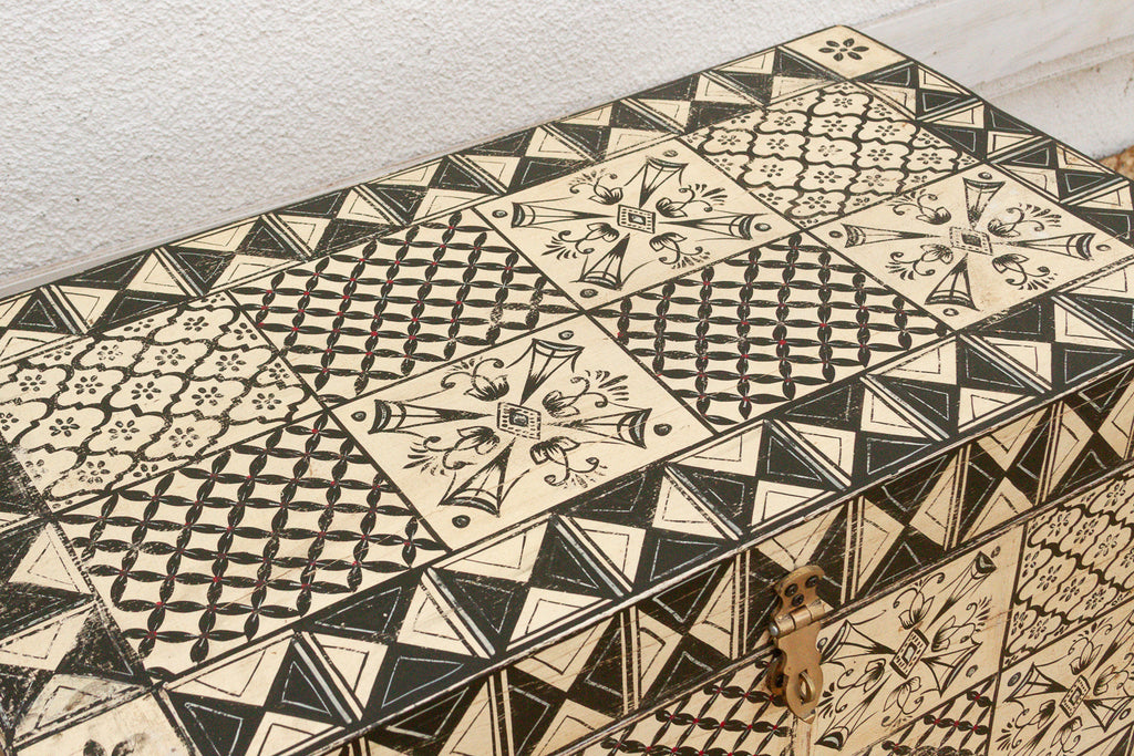 Vintage Tribal Motif Black & White Chest