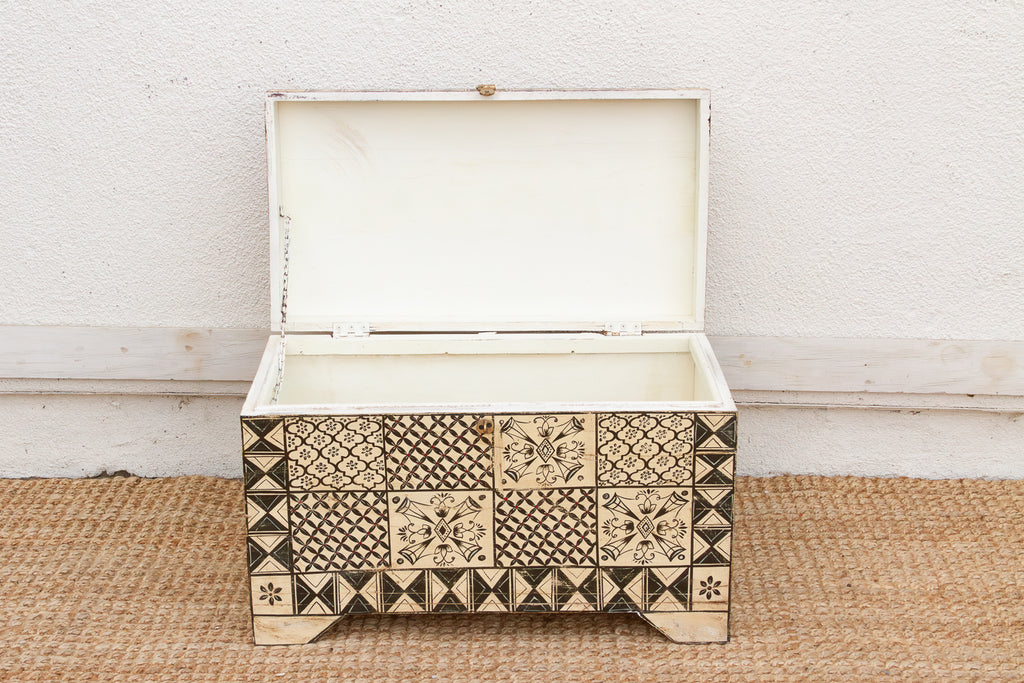 Vintage Tribal Motif Black & White Chest
